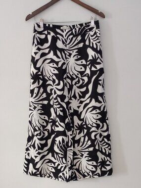 RACHEL ZOE tropical pattern wide leg linen pants